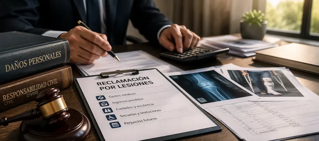 Cómo calcular y documentar una indemnización por lesiones: gastos, pérdida de ingresos, secuelas y perjuicios futuros